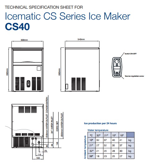 Máy làm đá - Icematic CS40, máy làm đá viên icematic, icematic cs40, máy làm đá công nghiệp, máy làm đá cs40, máy làm đá viên icematic, máy làm đá quầy bar
