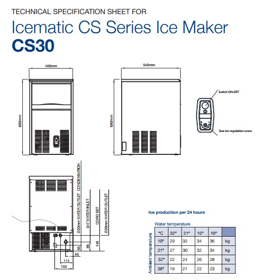 Máy làm đá viên - Icematic CS30 nhập khẩu Italy