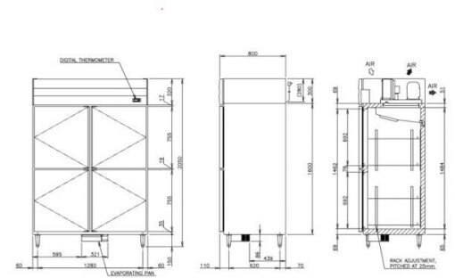 Tủ mát đứng 4 cánh inox Hoshizaki HR-148MA-S HR 148MA S 1